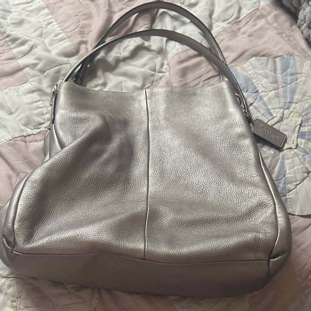Coach Metallic Silver Shoulder Bag